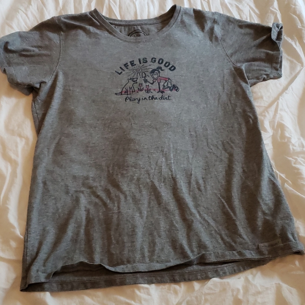 Large Gray Life is Good tee